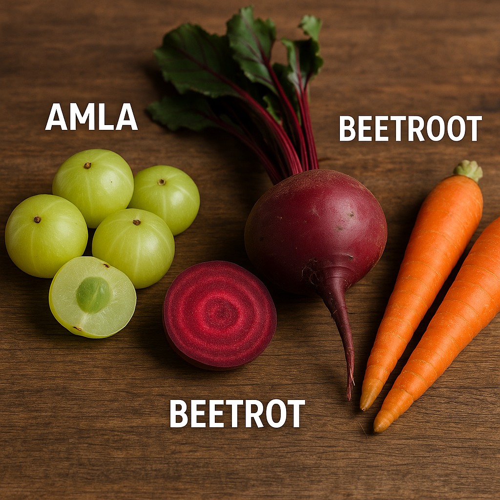 ABC Juice Powder – Amla Beetroot Carrot Drink Mix | No Artificial Colours or Preservatives | High Fibre Natural Juice Powder | 60 g | 10 day pack