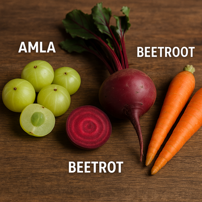 ABC Juice Powder – Amla Beetroot Carrot Drink Mix | No Artificial Colours or Preservatives | High Fibre Natural Juice Powder | 60 g | 10 day pack